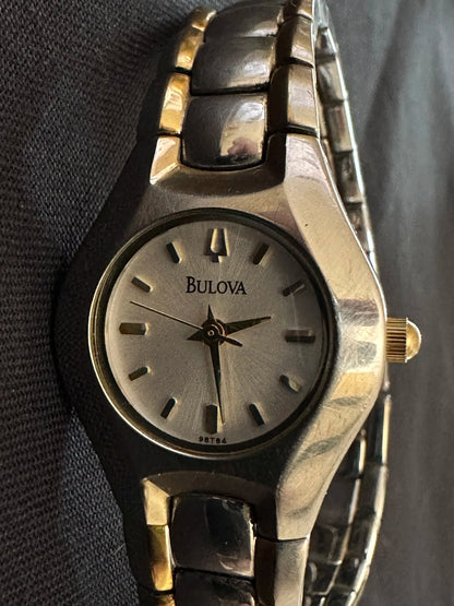 Bulova B3 98T84 Women's Watch Gold And Silver Tone Bracelet Band All Stainless