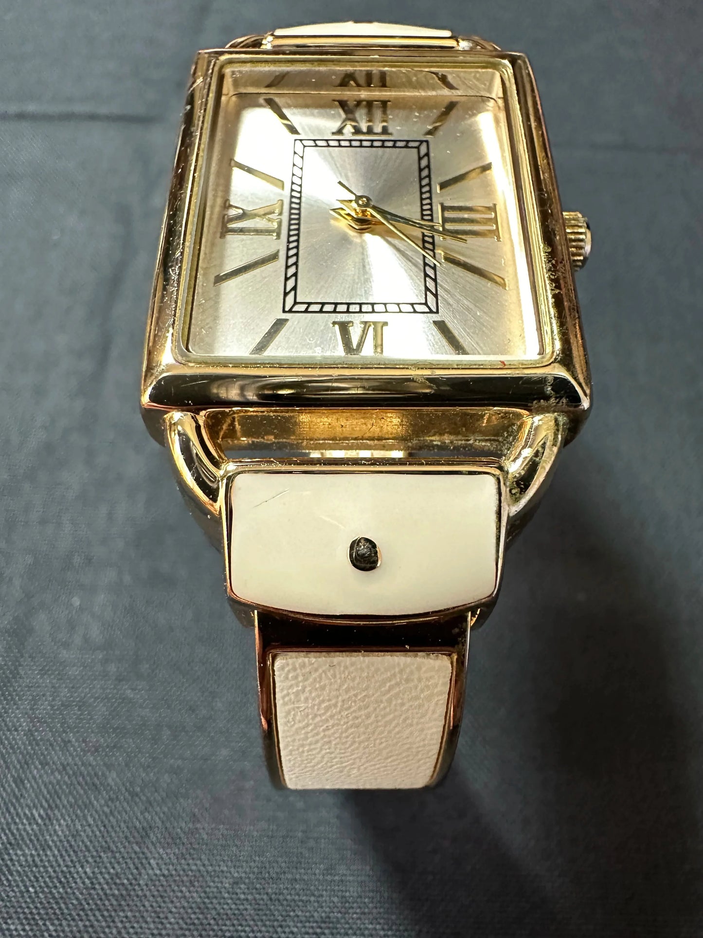 Accutime Clasp Watch - White Band
