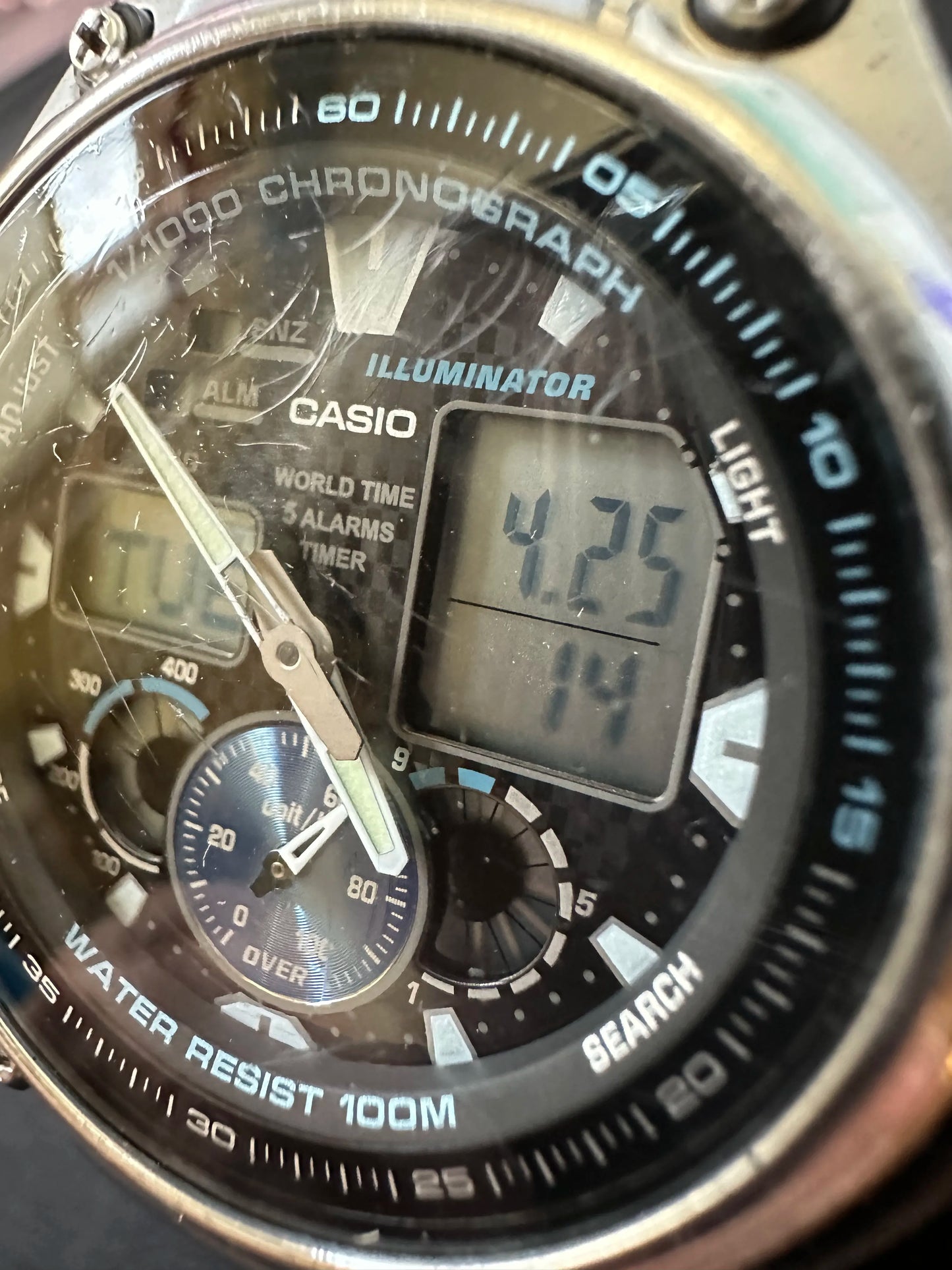 Casio AQ-190W, Analog Digital World Time, Chrono, Multifunction Watch 100m WR