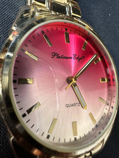 Platinum Edge Watch - Rose Colored Dial