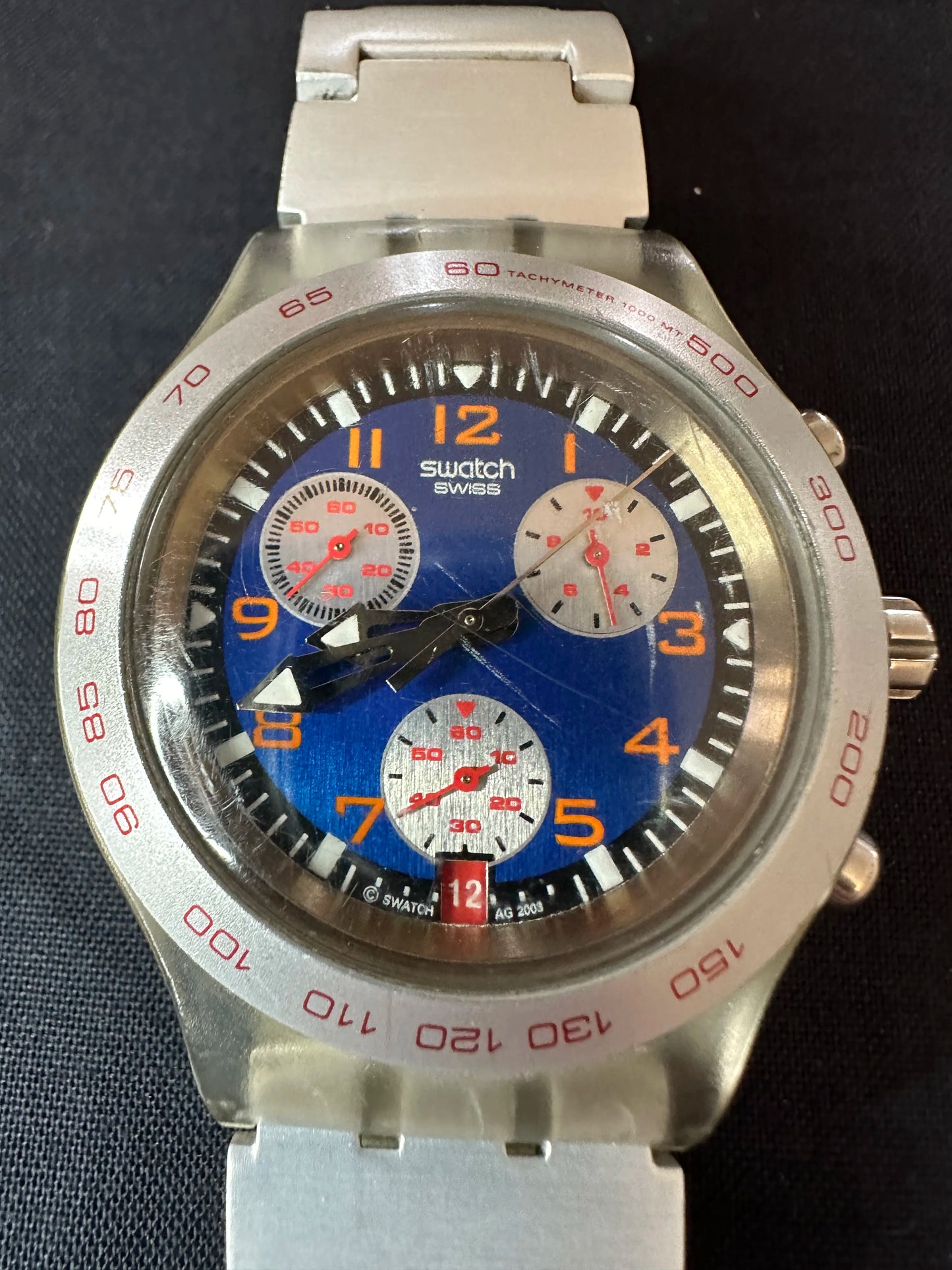 Swatch Watch Chronograph Irony Blue Dial - Metal Band