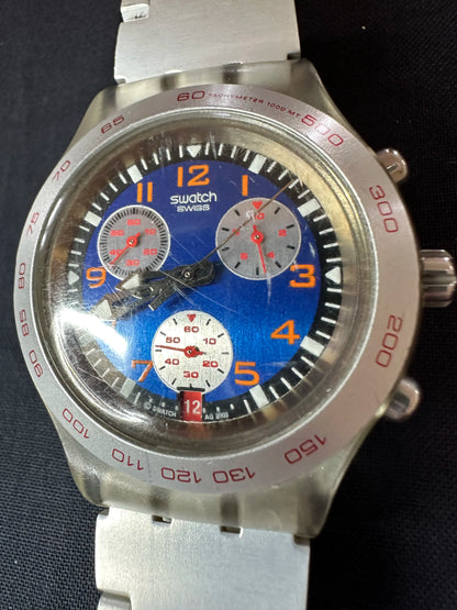 Swatch Watch Chronograph Irony Blue Dial - Metal Band