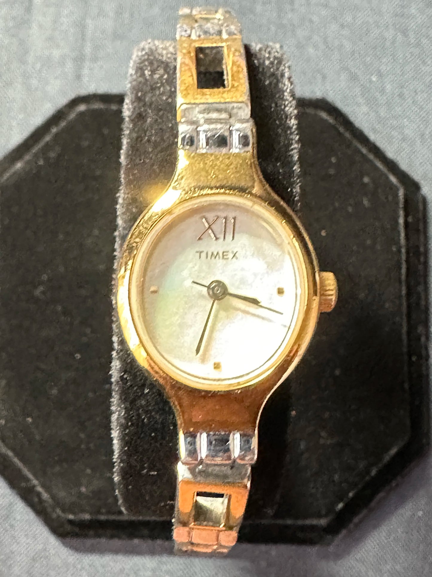 Timex Ladies Watch Gold and Silver Pearl Face