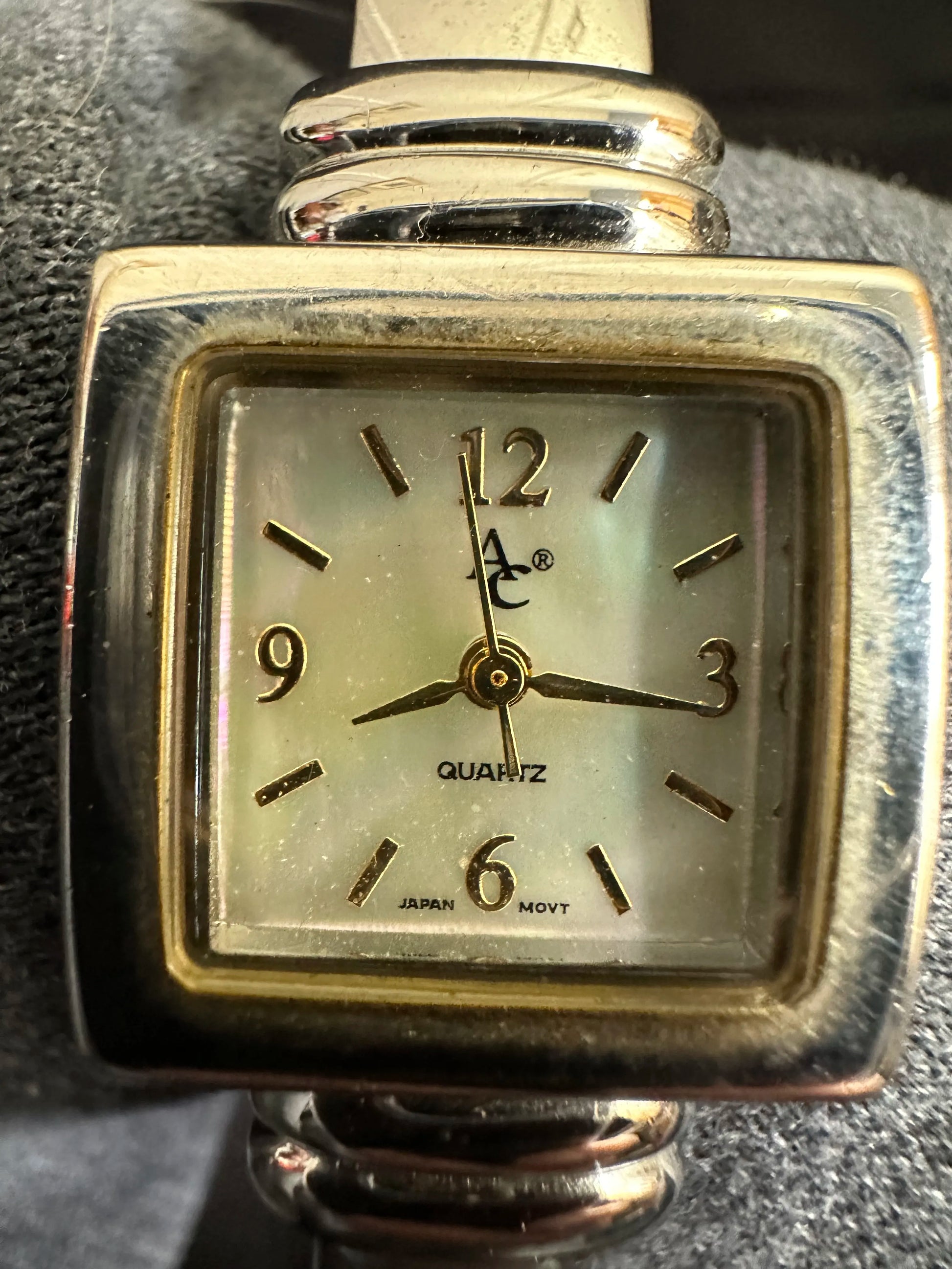 Silver AC Quartz Watch closeup view. PL27875