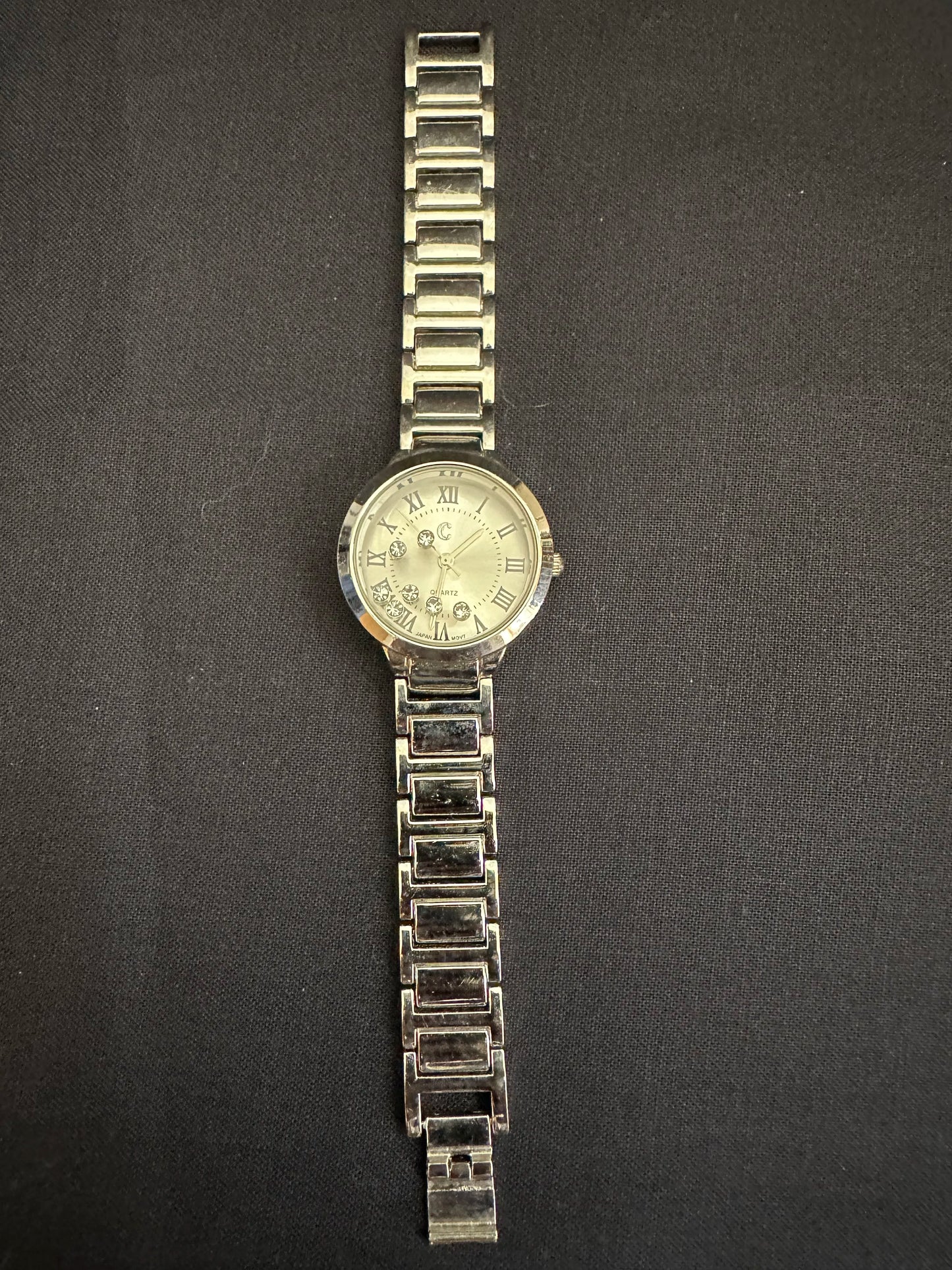 C Silver Ladies Watch with Crystals - Full View