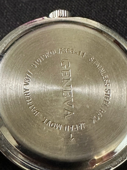 Geneva Watch Silver with Rhinestones