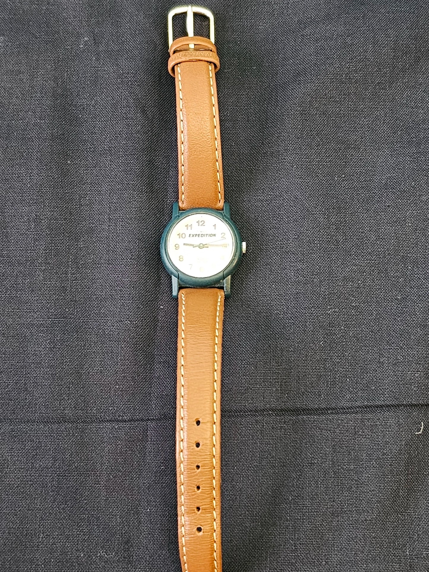 Timex Indiglo 50M Brown Leather Band Green Bezel - Ladies