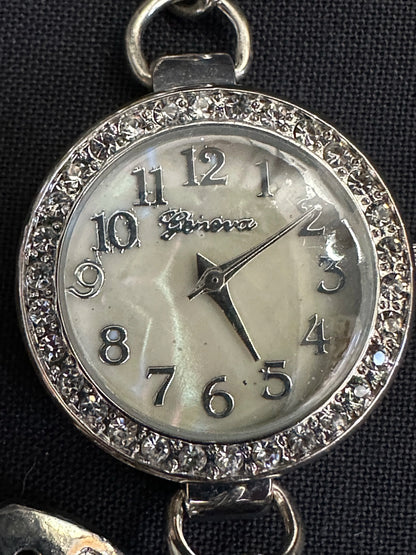 Geneva Ladies Watch with Pearls and Charm