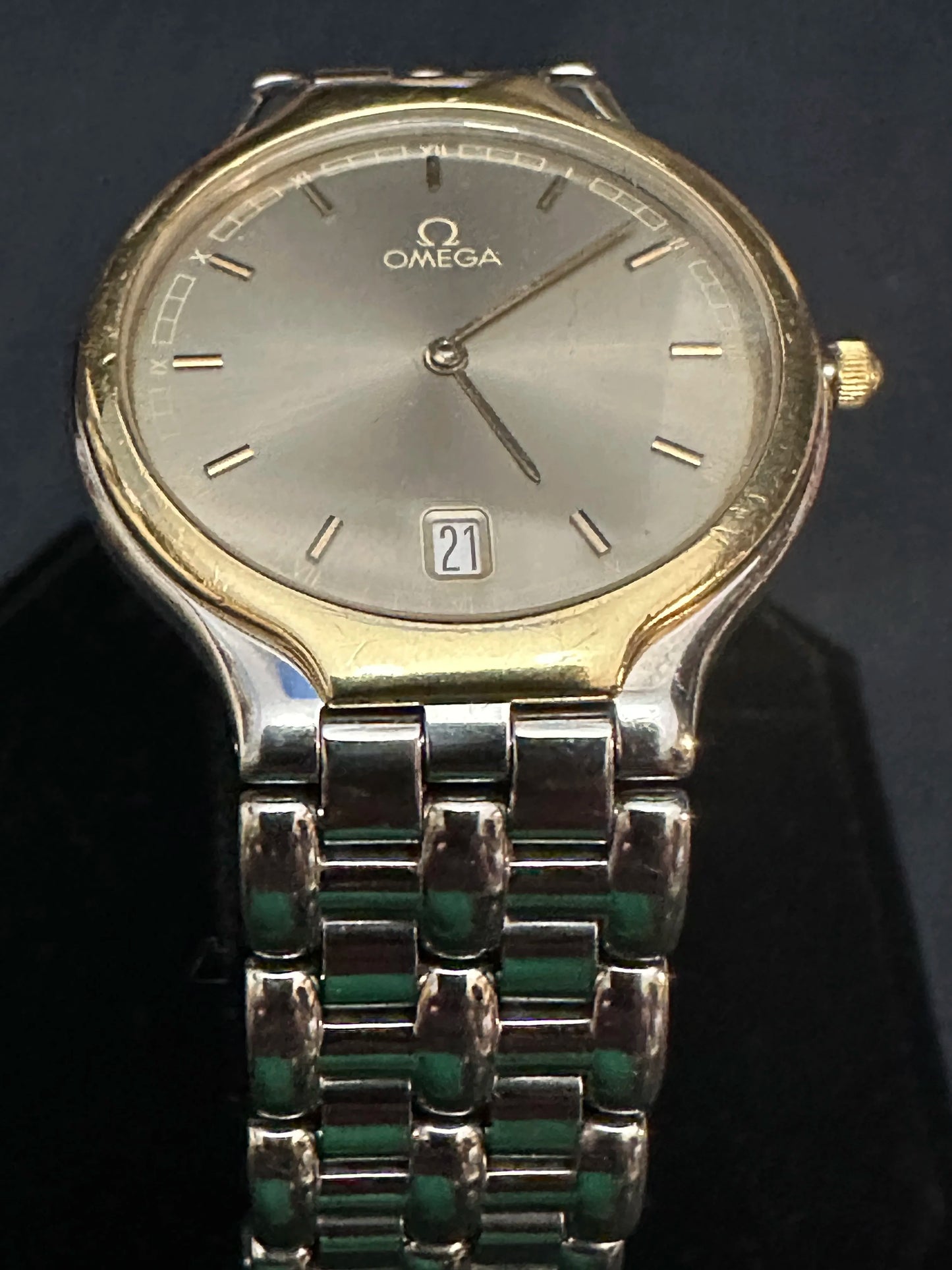 14K Bezel OMEGA De Ville Gray Unisex Adult Watch 196.0316