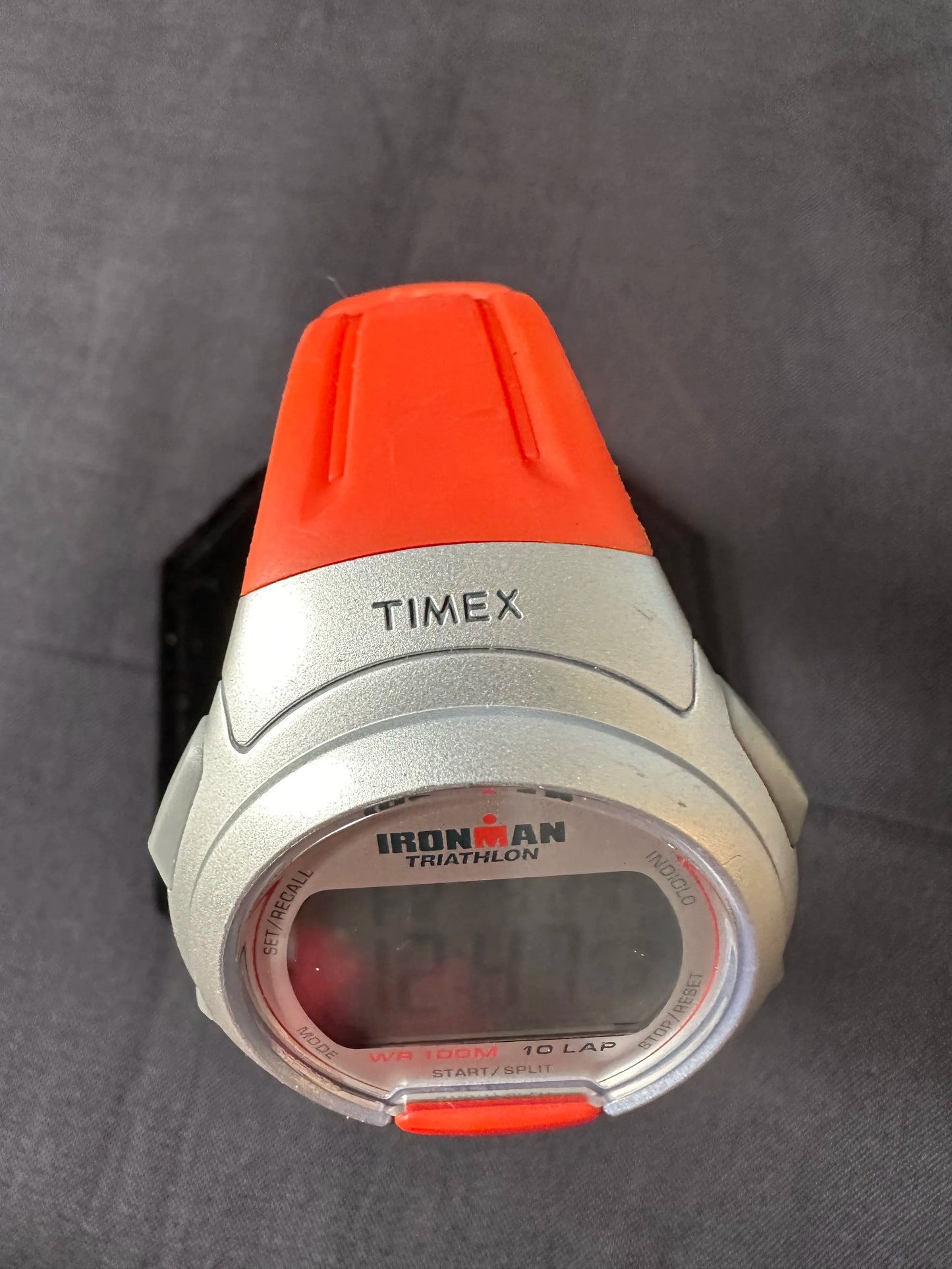 Timex IronMan Triathlon unisex orange band Digital Watch 10Lap 100M W/R New batt